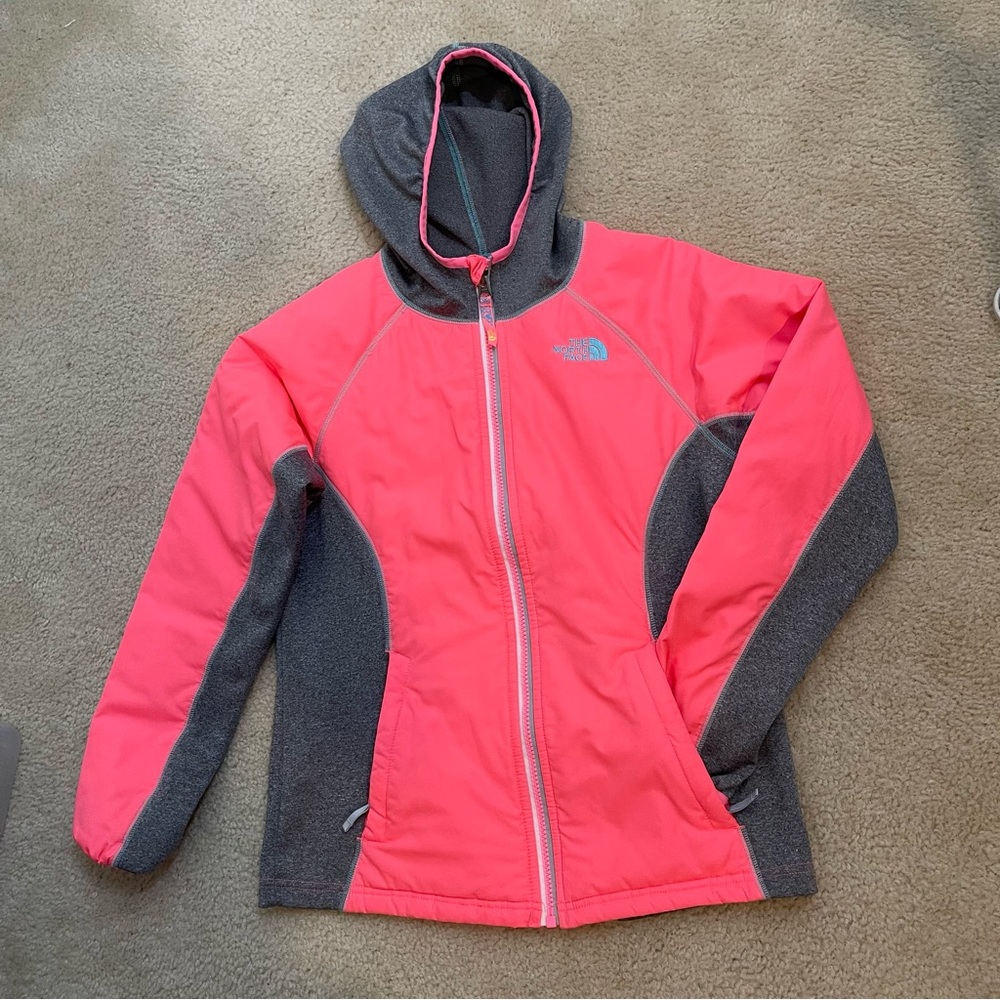 The North Face Girl’s Glacier-SZ L (14-16) -Full Zip Neon Pink Grey Jacket